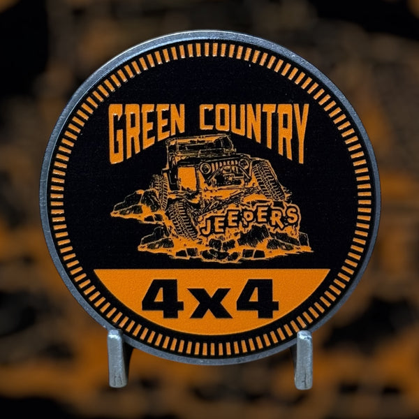 Badge - Green Country Jeepers - Jeep Logo 4x4 (Multiple Colors Available)