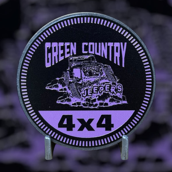 Badge - Green Country Jeepers - Jeep Logo 4x4 (Multiple Colors Available)