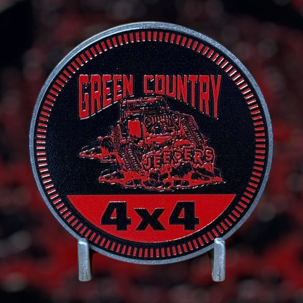 Badge - Green Country Jeepers - Jeep Logo 4x4 (Multiple Colors Available)