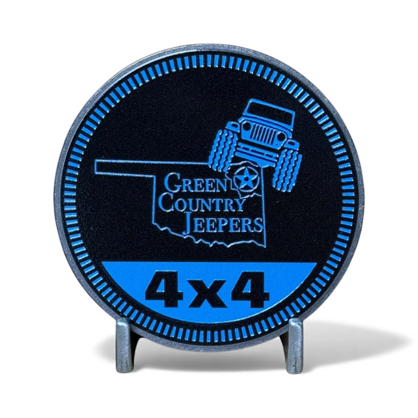 Club Badges - Green Country Jeepers - State Logo 4x4 (Multiple Colors Available)