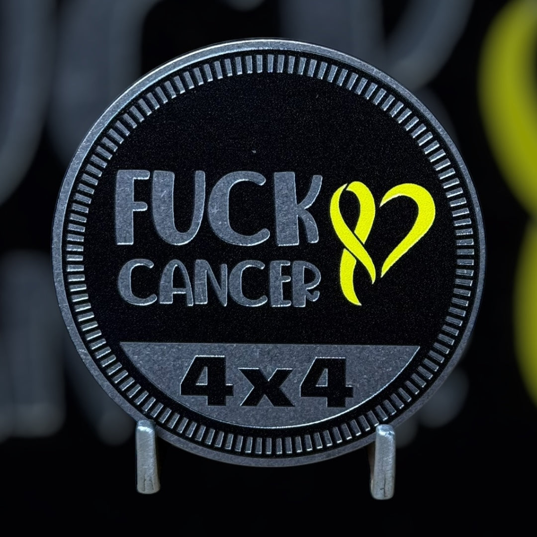 Custom4x4Badge - Fuck Cancer (Colored Ribbon)