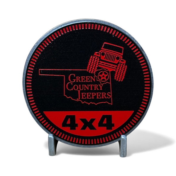 Club Badges - Green Country Jeepers - State Logo 4x4 (Multiple Colors Available)