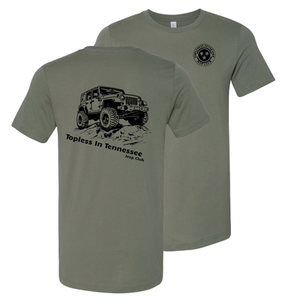 Topless In Tennessee Apparel - Jeep on Rocks (T-Shirt, Tank Top or Hoodie)